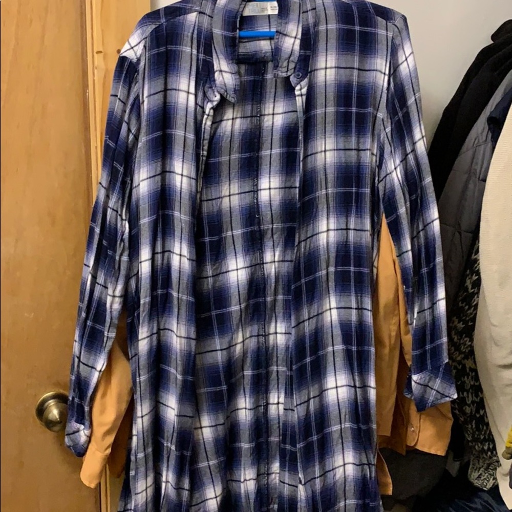 Blue plaid tunic dress